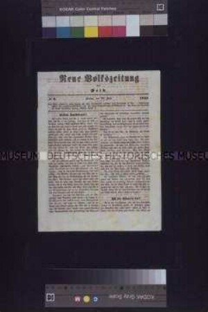 Zeitung: Neue Volkszeitung, Nr. 3; 28. Juli 1848