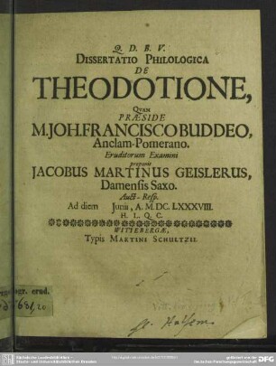 Dissertatio philologica de Theodotione