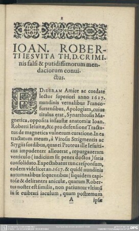 Ioan. Roberti Jesuita Th. D. Criminis falsi & putidissimorum mendaciorum convictus