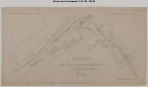 Beuel, Bahnhof: Lageplan betreffend Sicherungsanlage (Einfahrsignal) auf Bahnhof Beuel. Einfahrsignal nicht eingezeichnet.