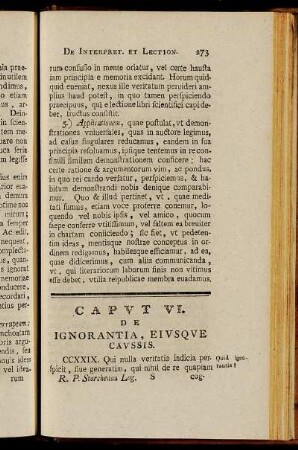 Caput VI. De Ignorantia, Eiusque Caussis.