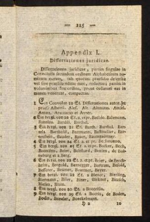 115-128, Appendix I. Dissertationes juridicae. Appendix II. Libri incompacti.