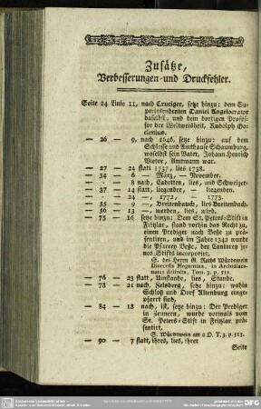 Zusätze, Verbesserungen und Druckfehler