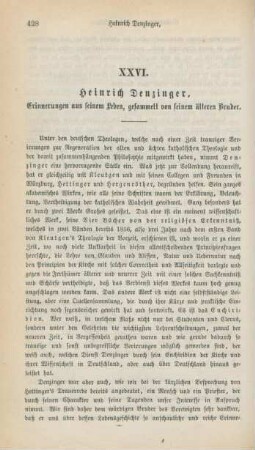 428-444 Heinrich Denzinger, Erinnerungen an seinem Leben