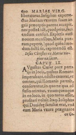 Iesus Christus ex Maria virgine nascitur. Caput IX.