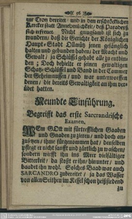 Neundte Einführung. Begreifft das erste Sarcrandrische Examen