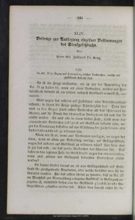 XLIV. Beiträge zur Auslegung einzelner Bestimmungen des Strafgesetzbuchs