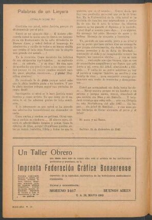 Palabras de un linyera : (Viene de la pág. 12)