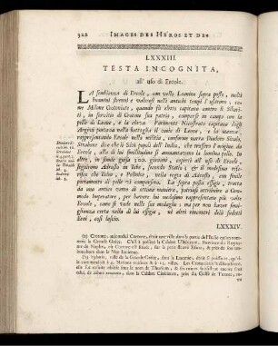 LXXXIII. Testa Incognita, all' uso di Ercole. [ ... mit Abbildungsbeschreibung.]
