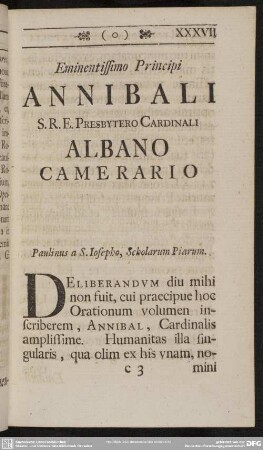 Epistola Nuncupatoria Ad Annibalem Albanum
