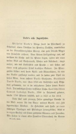 Vatke's erste Jugendjahre