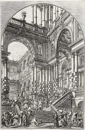 Theaterdekoration für Passionsdarstellungen : Pfeffel, Johann Andreas , nach Bibiena, Giuseppe Galli da: Architetture, E Prospettive Dedicate Alla Maestà Di Carlo Sesto Imperador De'romani. Augsburg, 1740. Kupferstich