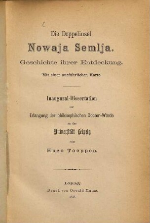 Die Doppelinsel Nowaja Semlja : Geschichte ihrer Entdeckung