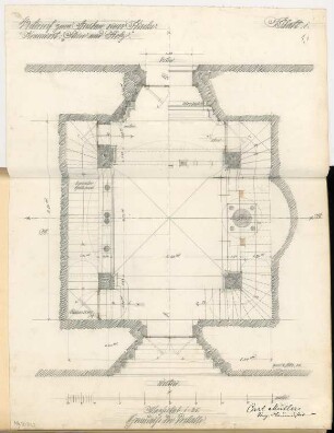 Ausbau der Turmvorhalle einer Kirche Monatskonkurrenz Februar 1904: Grundriss der Vorhalle 1:25; Maßstabsleiste