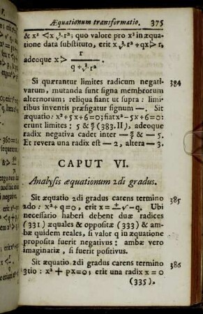 Caput VI. Analysis æquationum 2di gradus.