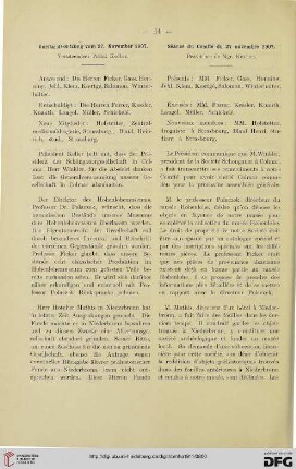 Vorstands- Sitzung vom 27. November 1907 / Séance du Comité du 27 novembre 1907