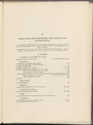 III. Verzeichnis der erwähnten Monumente und Kunstschätze