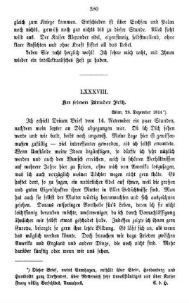 LXXXVIII. An seinen Bruder Fritz.