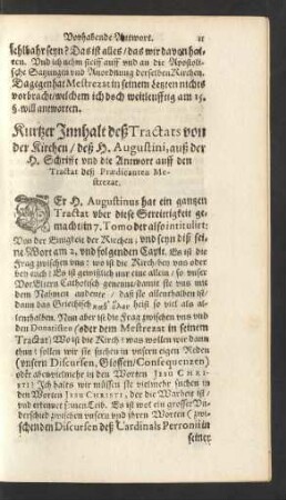 Kurtzer Innhalt deß Tractats von der Kirchen/ deß H. Augustini, auß der H. Schrifft und die Antwort auff den Tractat deß Praedicanten Mestrezat