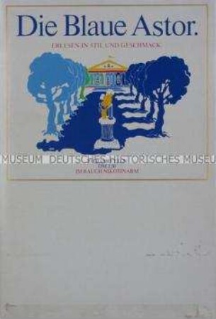 Werbeschild für "Astor Mild"-Zigaretten, "Die blaue Astor"