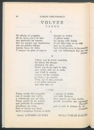 Volver : Tango