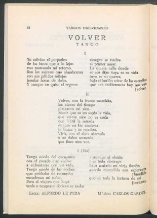 Volver : Tango