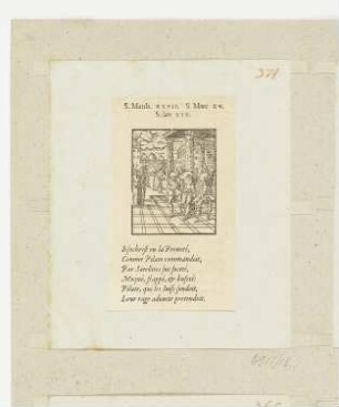 Geißelung Christi, Blatt aus: Charles Fontaine, „Figures du nouveau Testament“, Lyon 1558