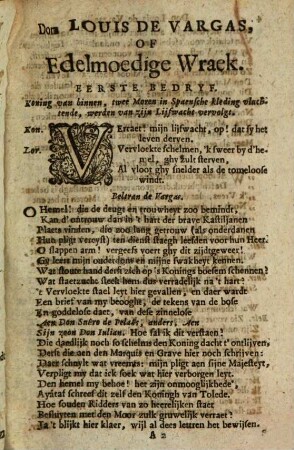 Don Louis De Vargas, Of Edelmoedige Wraek : Treurspel ; Gespeelt op d'Amsteldamsche Schouburgh ...