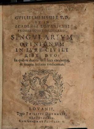 Singularium opinionum in iure civili libri duo