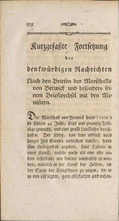 Kurzgefaßte Fortsetzung der denkwürdigen Nachrichten