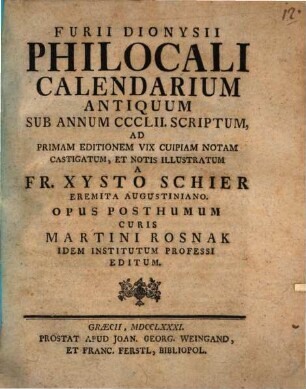 Calendarium antiquum sub annum 352 scriptum