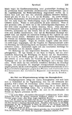 219-223, Ein Fall von Körperverletzung infolge des Hexenglaubens