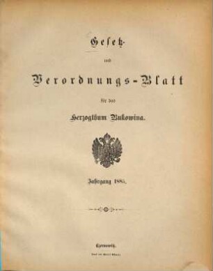 Gesetz- und Verordnungsblatt für das Herzogtum Bukowina. 1885, 1885