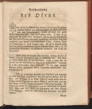 Beschreibung des Ofens