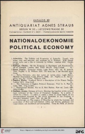 Nr. 80: Katalog: Nationaloekonomie