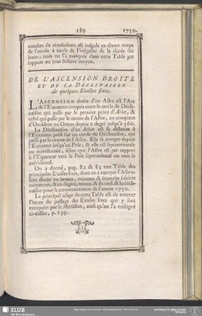 De L'Ascension Droite Et De La Déclinaison de quelques Étoiles fixes