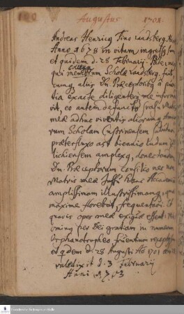 Lebenslauf von Andreas Heinrich Fino.