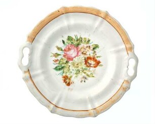Kuchenteller mit Blumenmalerei