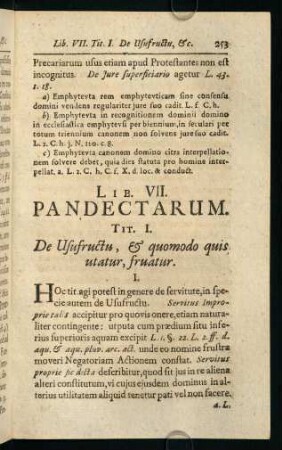 253-275, Tit. I. De Usufructu, & quomodo quis utatur, fruatur - Tit. IX. Usufructuarius quemadmodum caveat