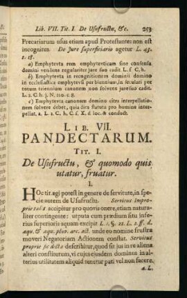253-275, Tit. I. De Usufructu, & quomodo quis utatur, fruatur - Tit. IX. Usufructuarius quemadmodum caveat