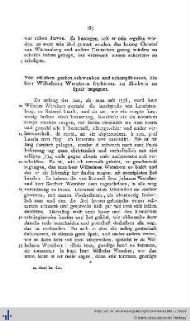 Von etlichen gueten schwenken und schimpfbossen, die herr Wilhelmen Wernhern freiherren zu Zimbern zu Speir begegnet.