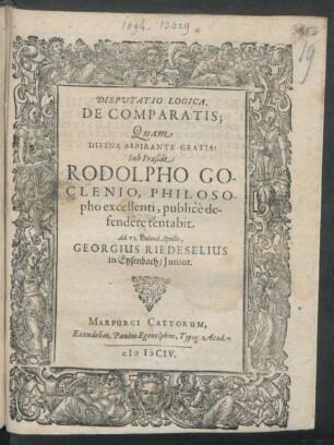 Disputatio Logica, De Comparatis