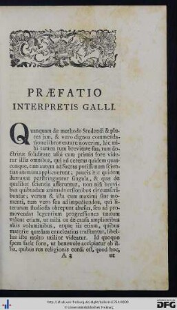 Praefatio Interpretis Galli.