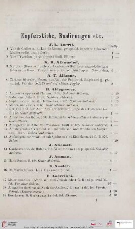 Kupferstiche, Radirungen etc. (Nr. 1 - 2119)