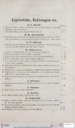 Kupferstiche, Radirungen etc. (Nr. 1 - 2119)