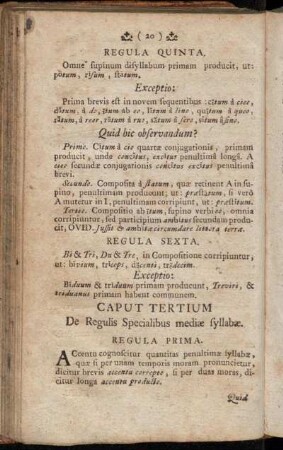Caput Tertium De Regulis Specialibus mediæ syllabæ.