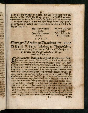 71-82, Copia Marggraff Ernsts zu Brandenburg...