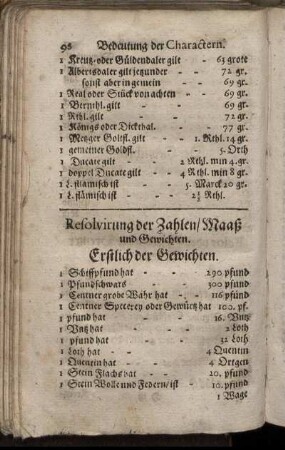 Resolvirung der Zahlen, Maaß und Gewichten
