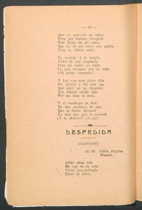 Despedida : (Canción). - Al Sr. Julián Puyoles, Rosario.