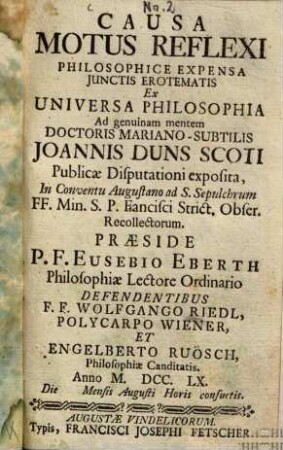 Causa motus reflexi philosophice expensa
